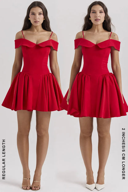 Elida Scarlet Off Shoulder Mini Dress