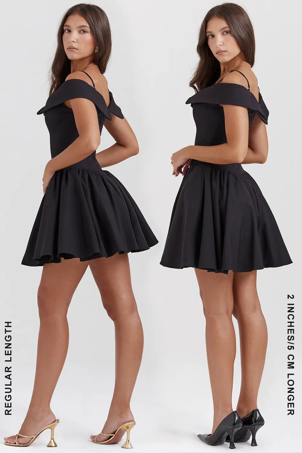 Elida Black Off Shoulder Mini Dress