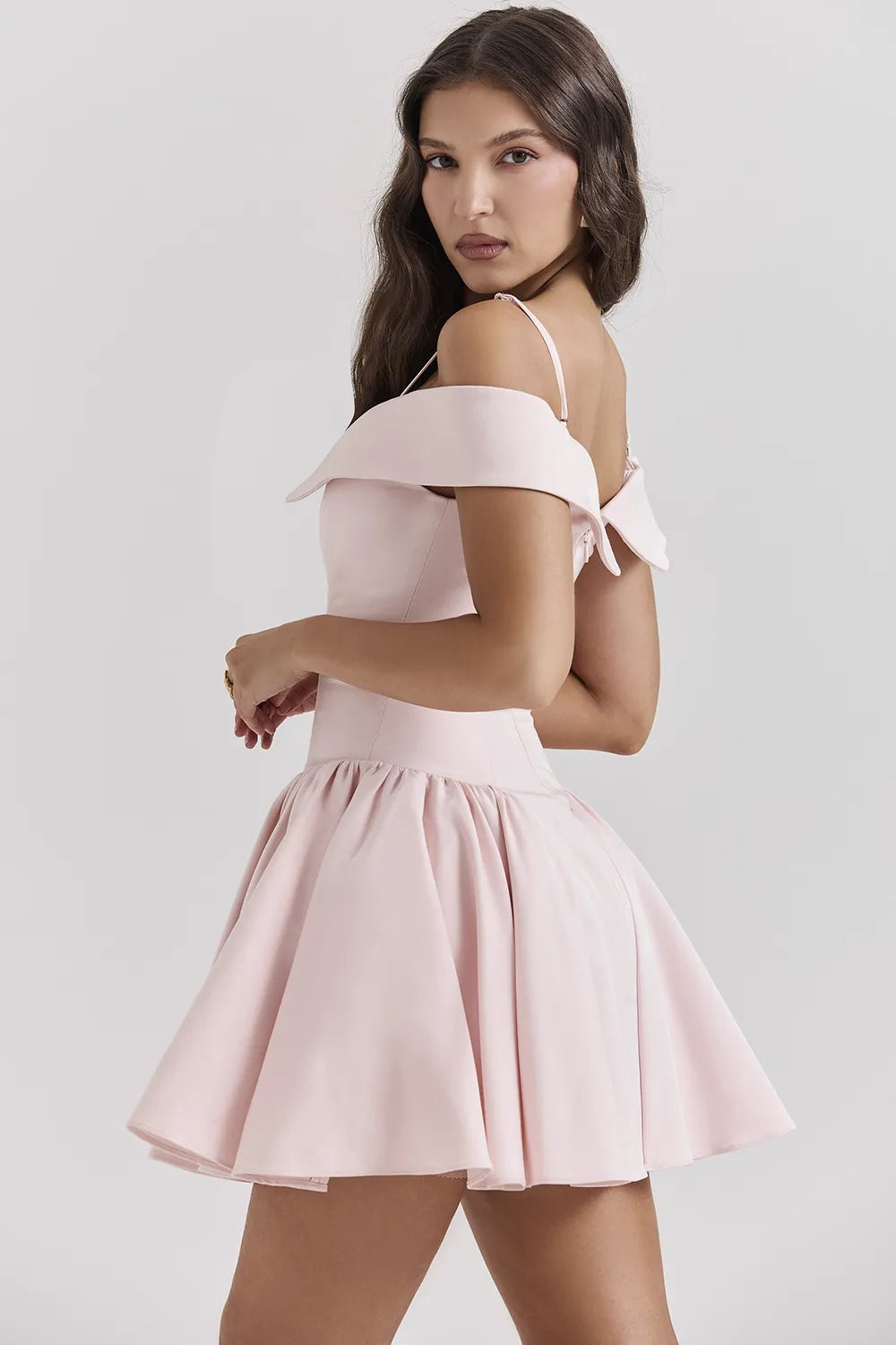 Elida Ballerina Pink Off Shoulder Mini Dress