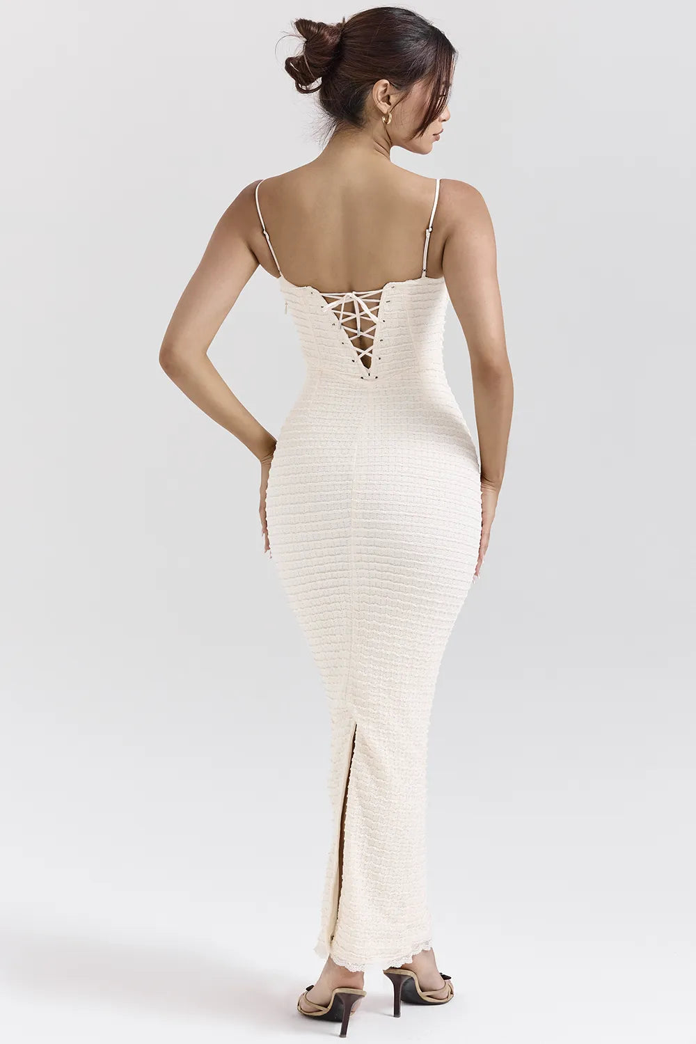 Elinor Cream Tea Frill Lace Midi Dress