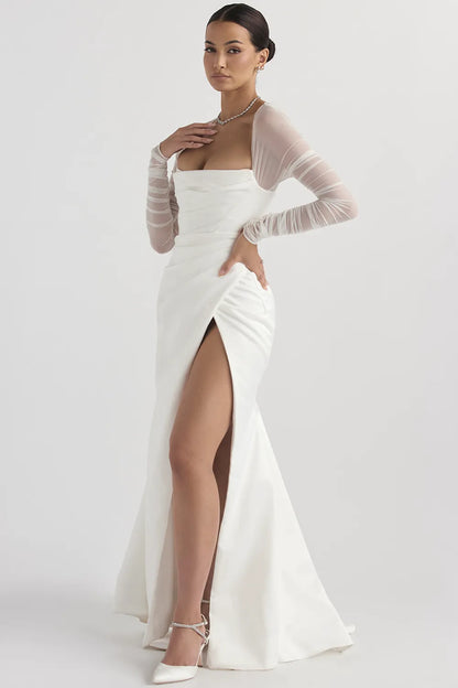 Elise White Satin Bridal Gown