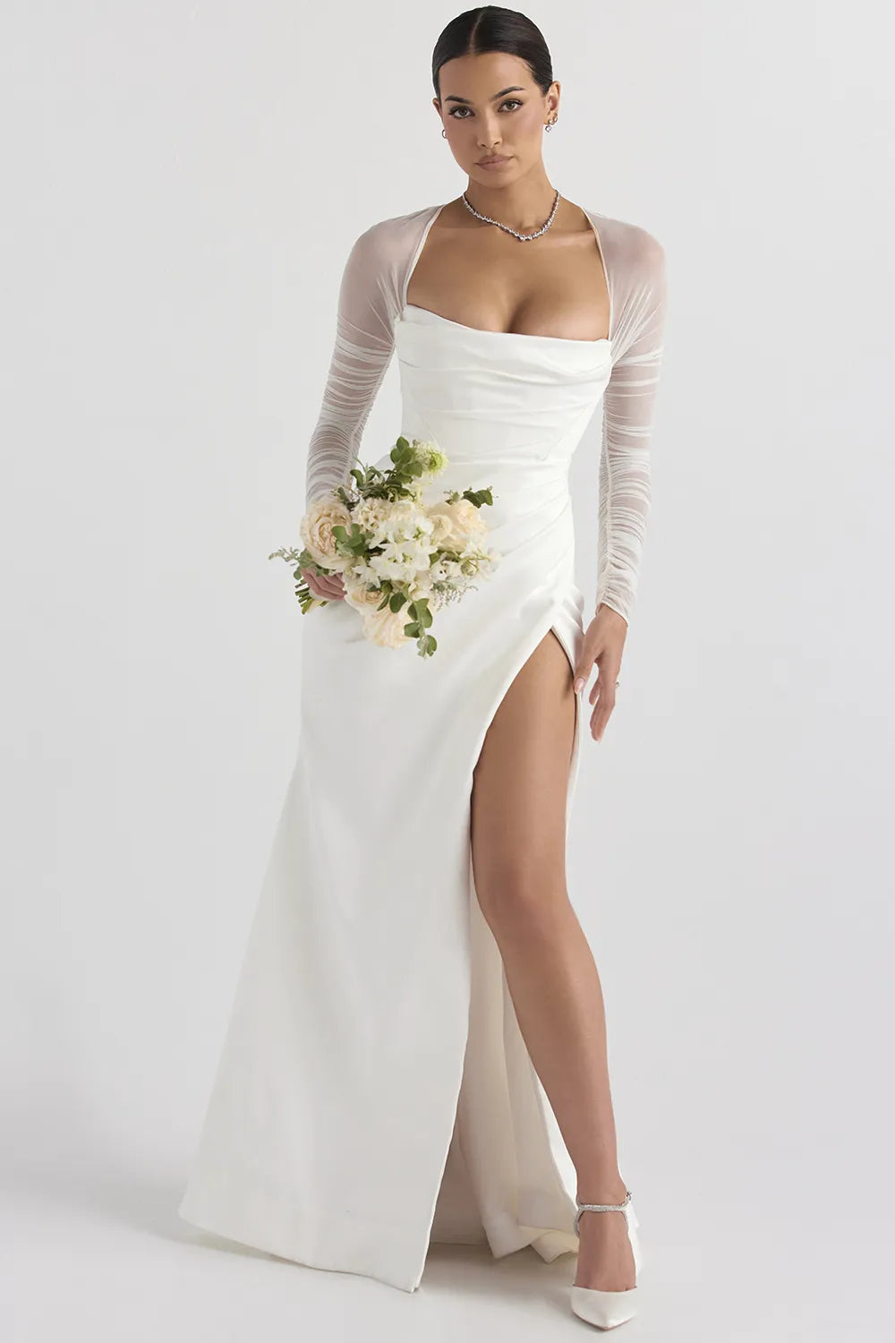 Elise White Satin Bridal Gown