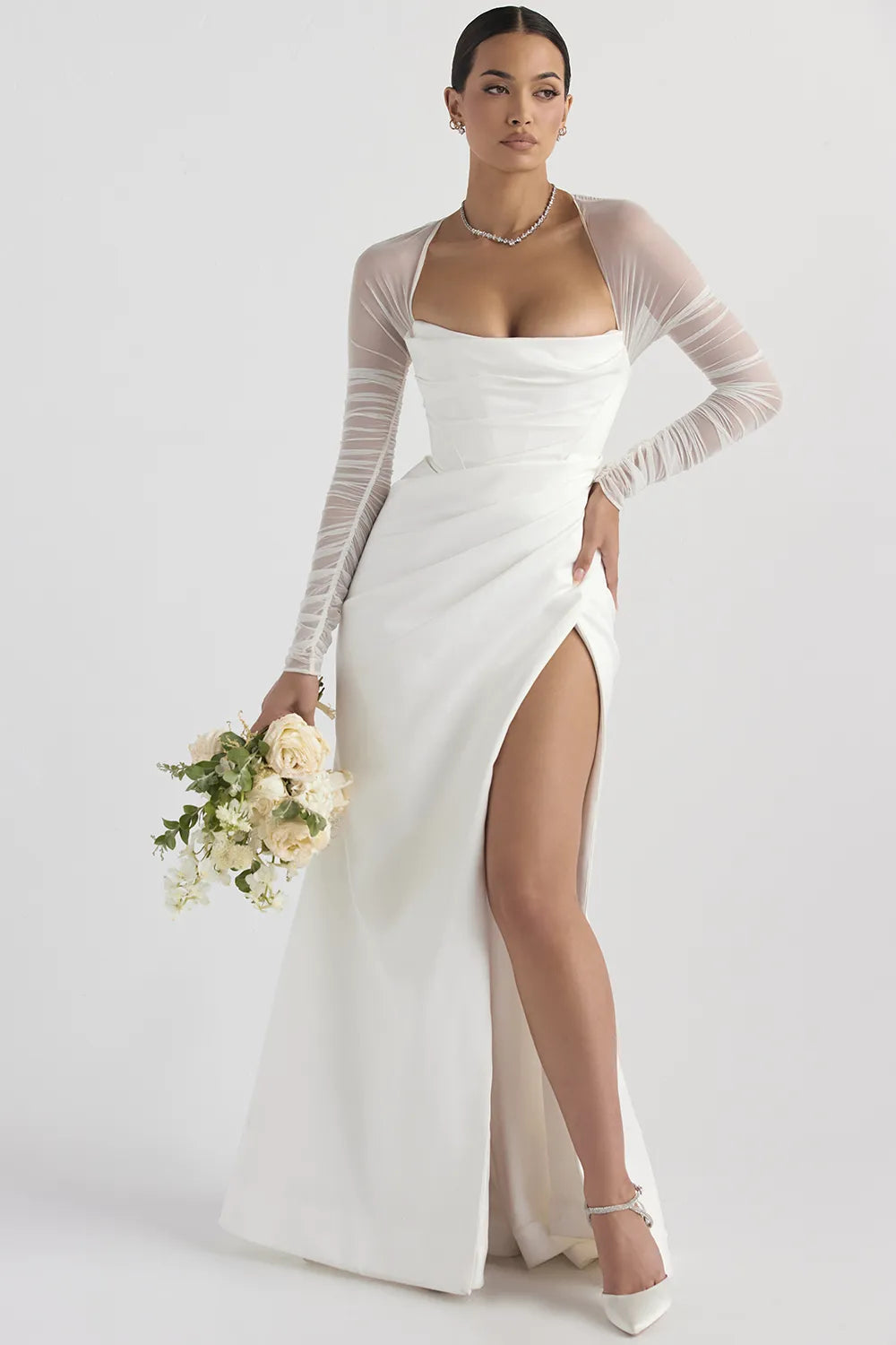 Elise White Satin Bridal Gown