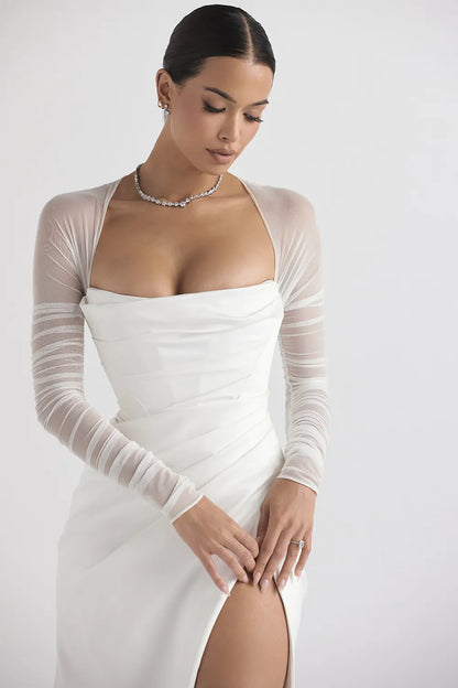 Elise White Satin Bridal Gown