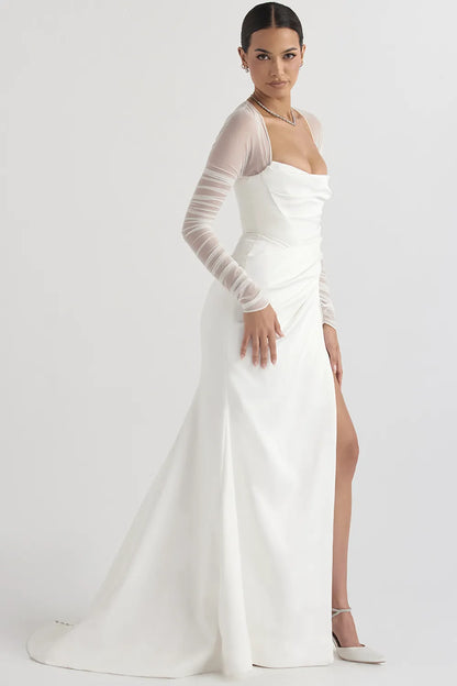 Elise White Satin Bridal Gown