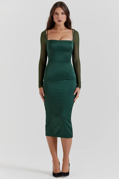 Ellica Emerald Green Midi Dress