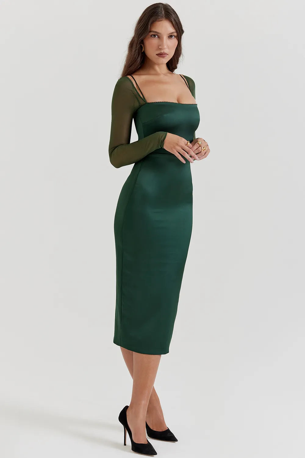 Ellica Emerald Green Midi Dress