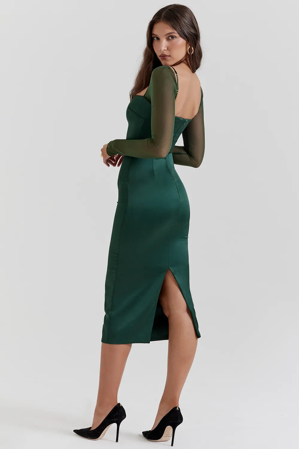 Ellica Emerald Green Midi Dress