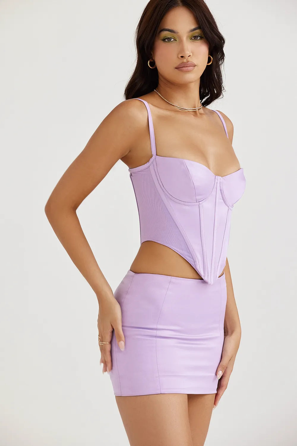 Elodie Orchid Satin Mini Skirt