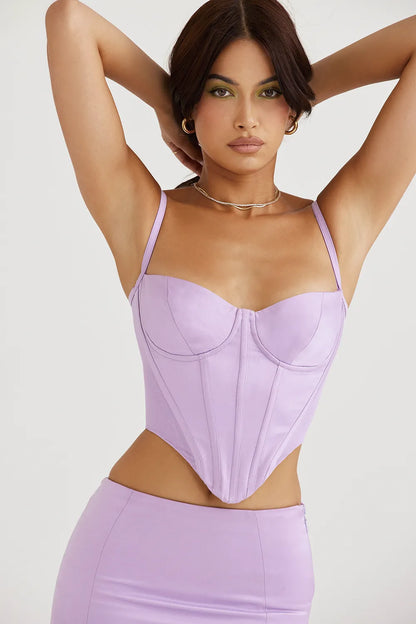 Tamsin Orchid Satin Corset
