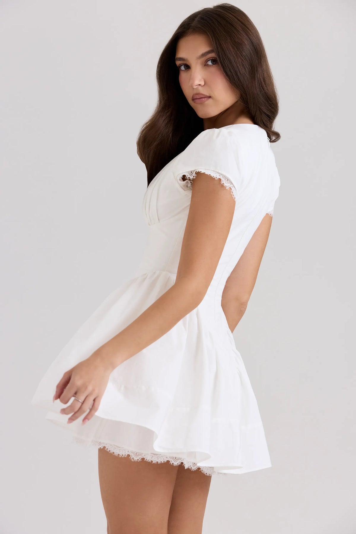 Emiliana White Stretch Cotton Mini Dress