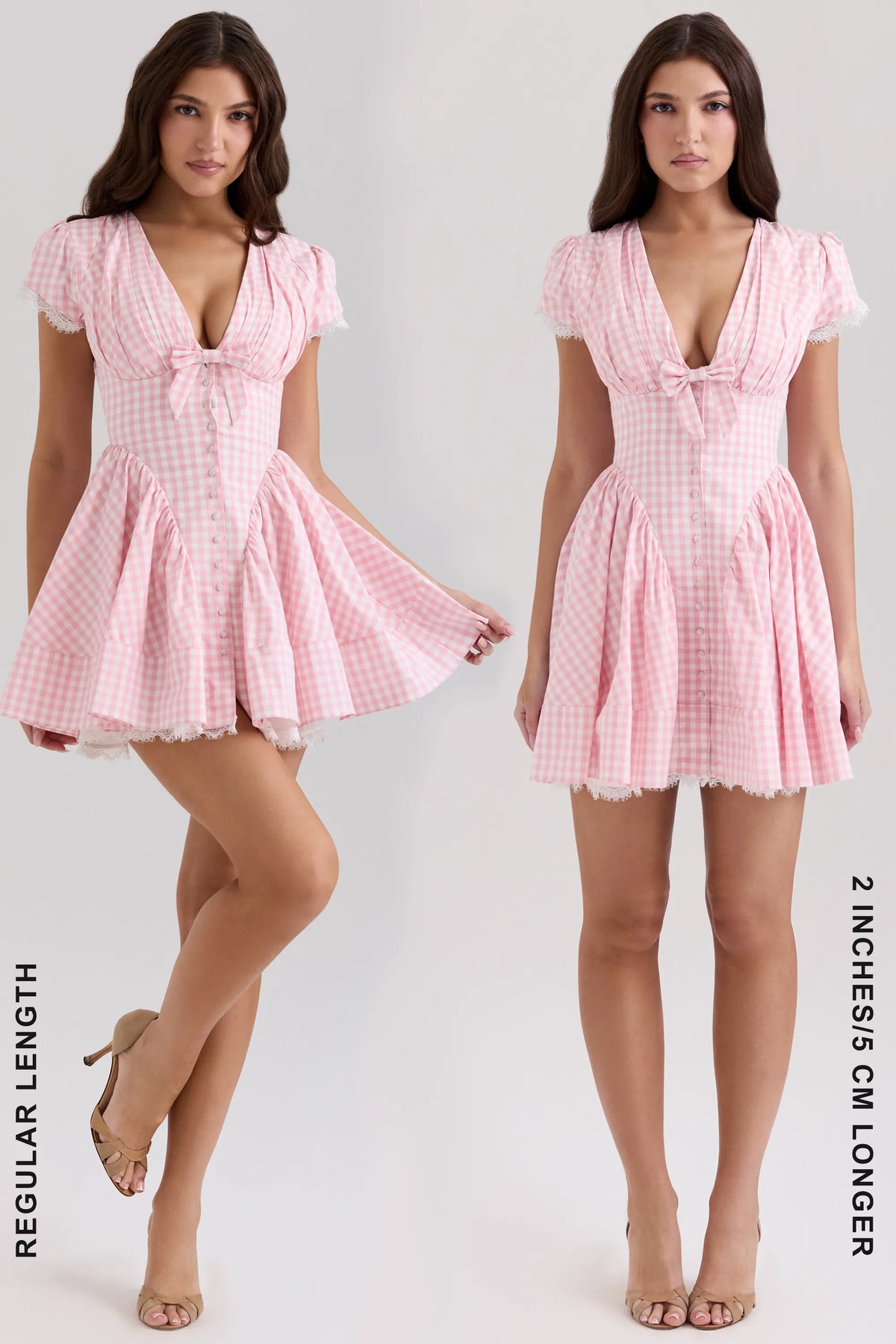 Emiliana Pink Gingham Cotton Mini Dress