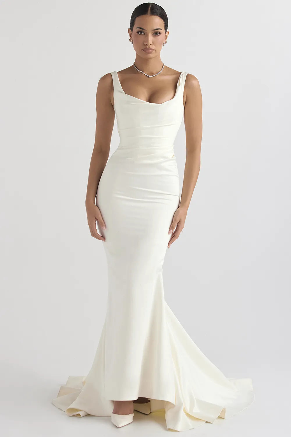 Emilie Off White Satin Mermaid Bridal Gown