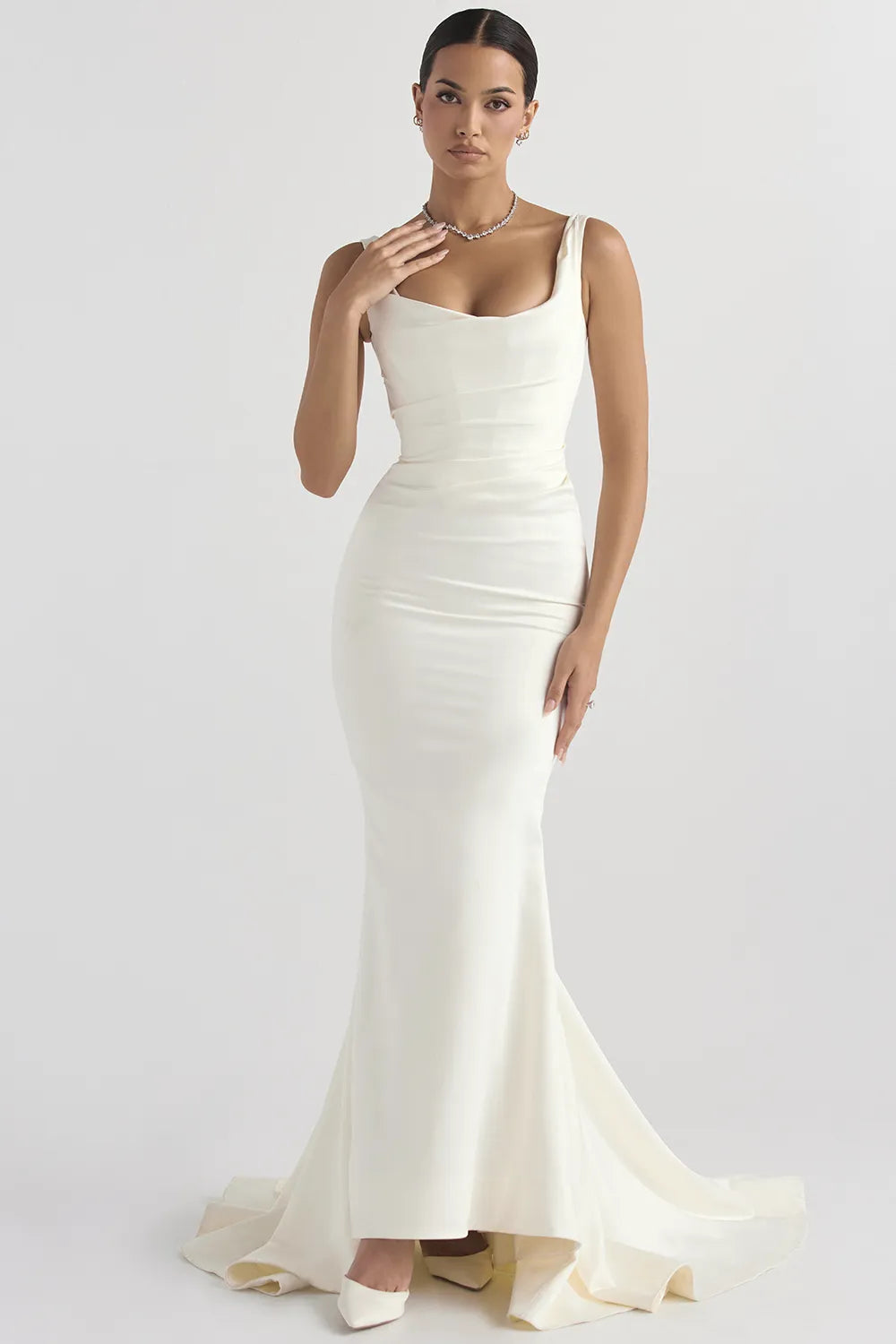 Emilie Off White Satin Mermaid Bridal Gown