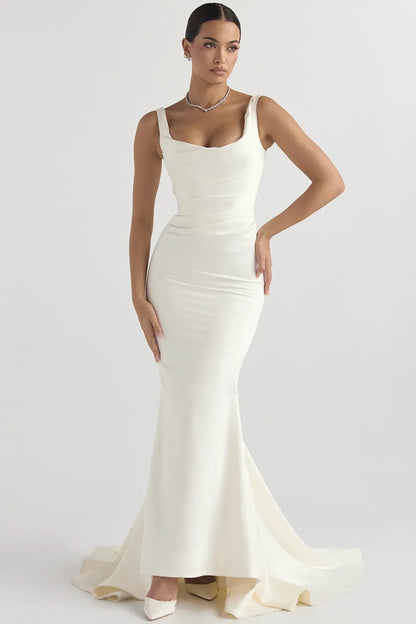 Emilie Off White Satin Mermaid Bridal Gown