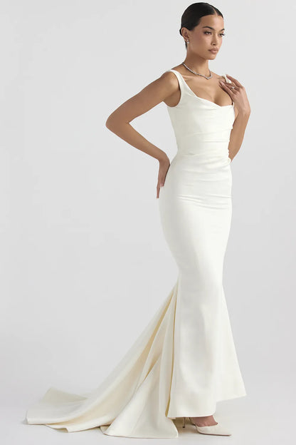Emilie Off White Satin Mermaid Bridal Gown