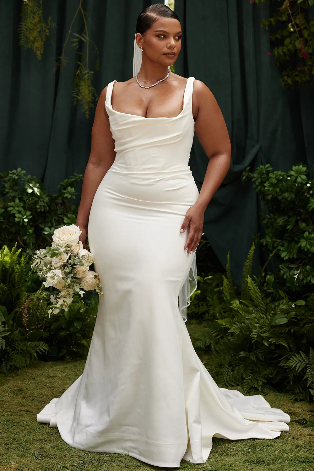 Emilie Off White Satin Mermaid Bridal Gown