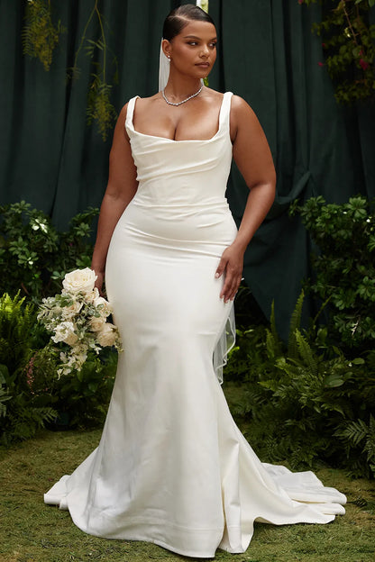 Emilie Off White Satin Mermaid Bridal Gown