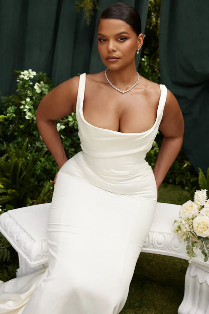 Emilie Off White Satin Mermaid Bridal Gown