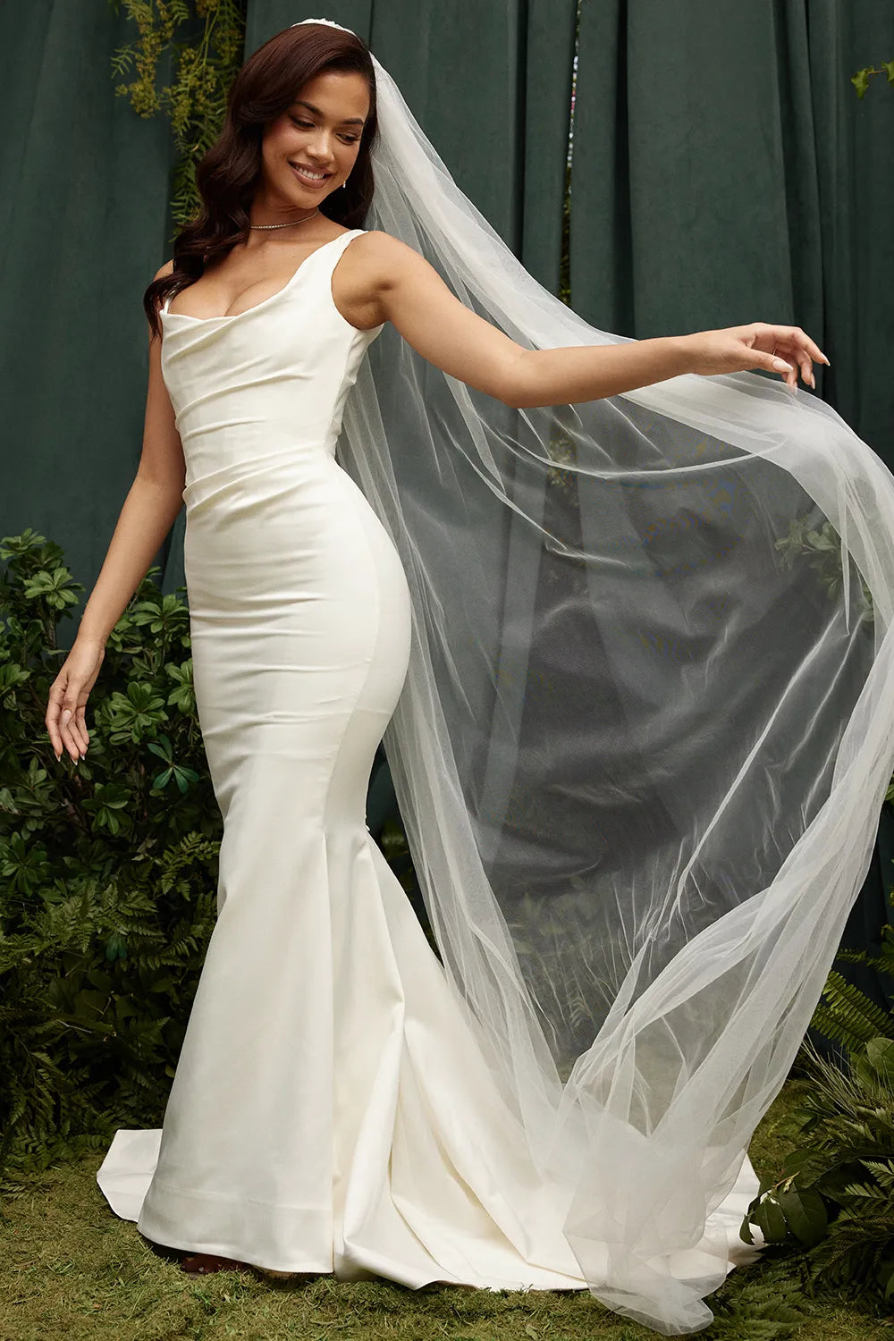 Emilie Off White Satin Mermaid Bridal Gown