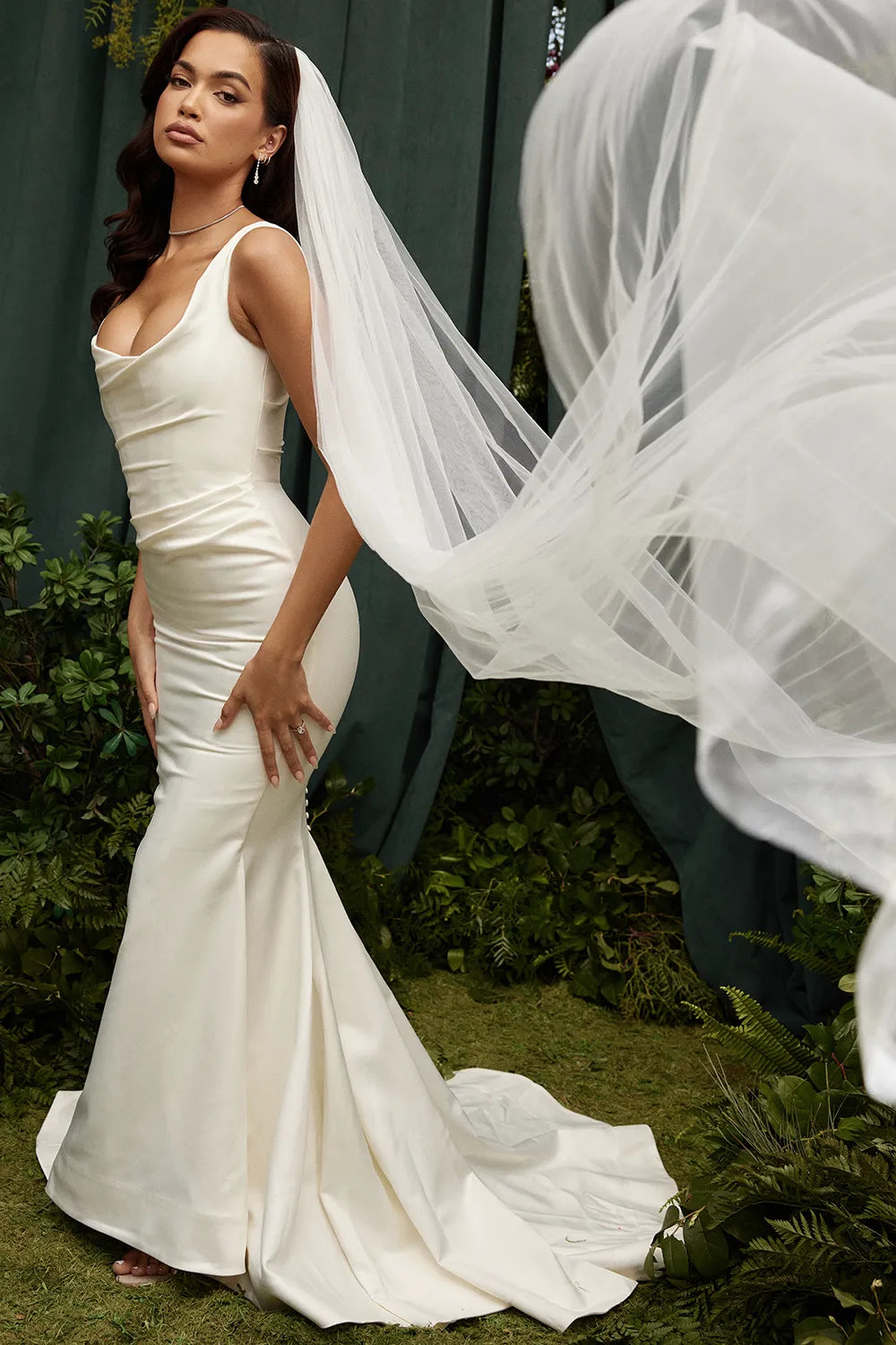 Emilie Off White Satin Mermaid Bridal Gown