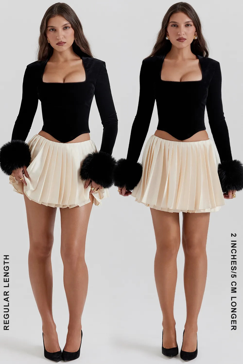 Emira Ivory Pleated Mini Skirt