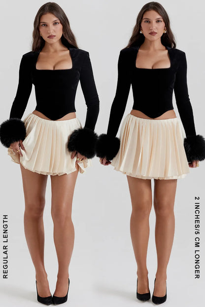 Emira Ivory Pleated Mini Skirt