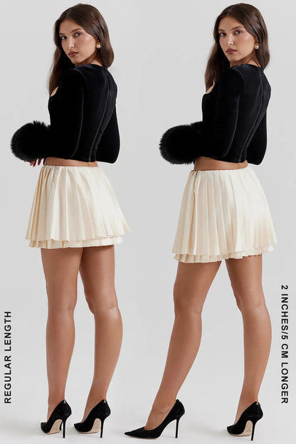 Emira Ivory Pleated Mini Skirt