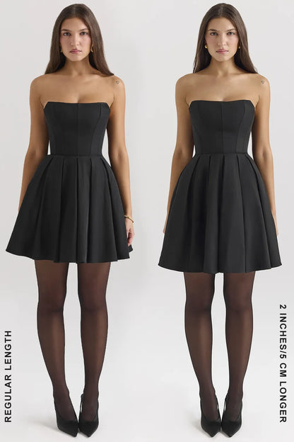Emmanuela Black Strapless Detachable Bow Mini Dress