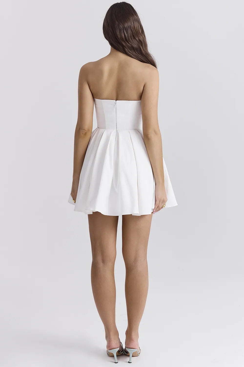 Emmanuela White Strapless Pleated Mini Dress
