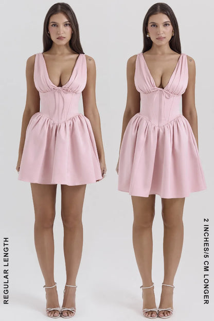 Emmeliette Powder Pink Satin Mini Dress