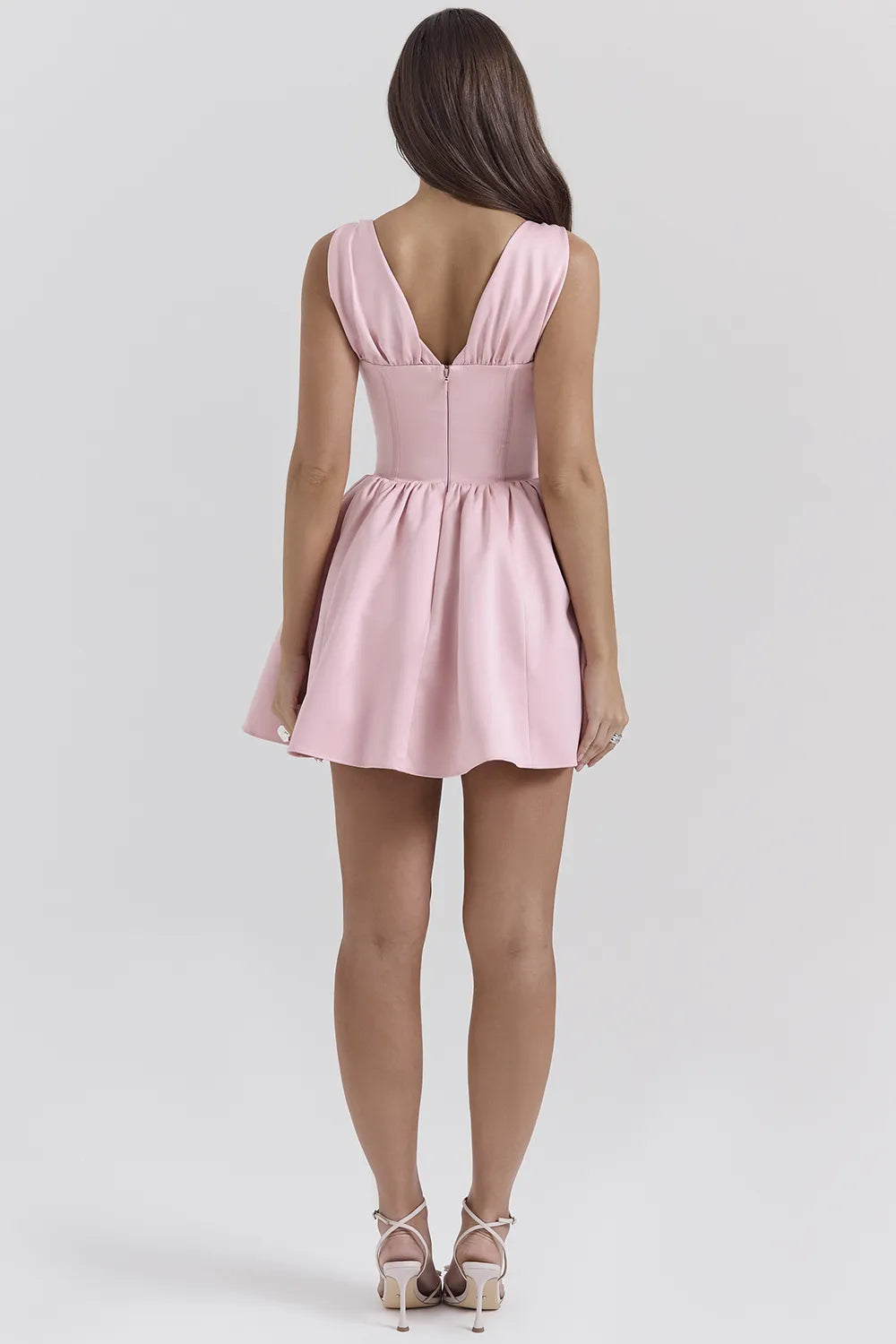 Emmeliette Powder Pink Satin Mini Dress