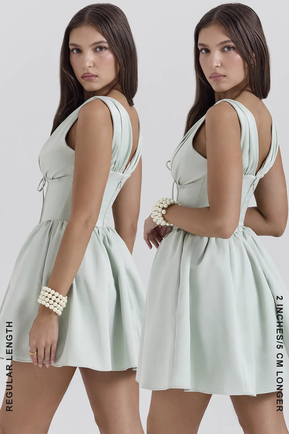 Emmeliette Pistachio Satin Mini Dress