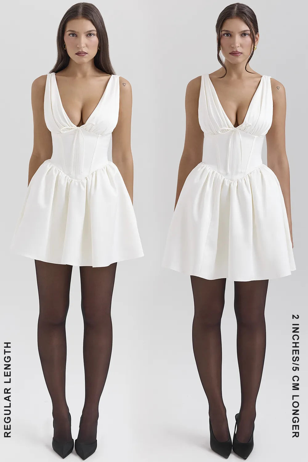 Emmeliette Ivory Satin Mini Dress