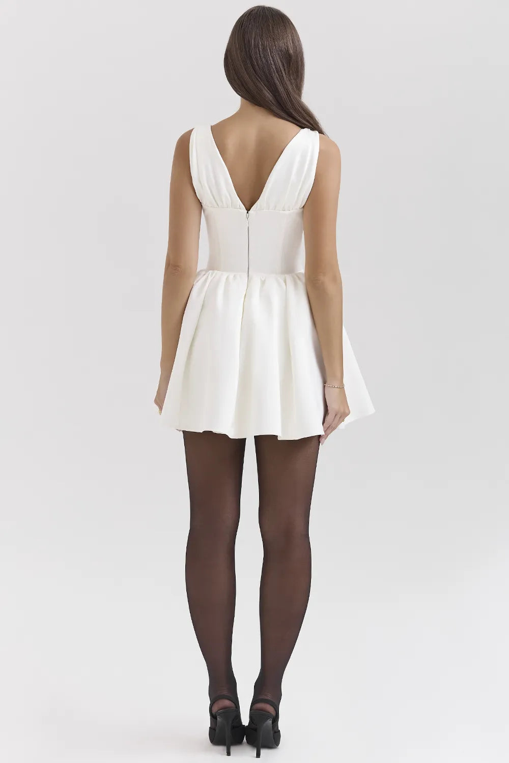 Emmeliette Ivory Satin Mini Dress