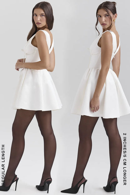 Emmeliette Ivory Satin Mini Dress