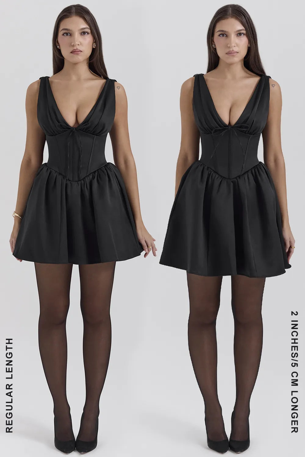 Emmeliette Black Satin Mini Dress