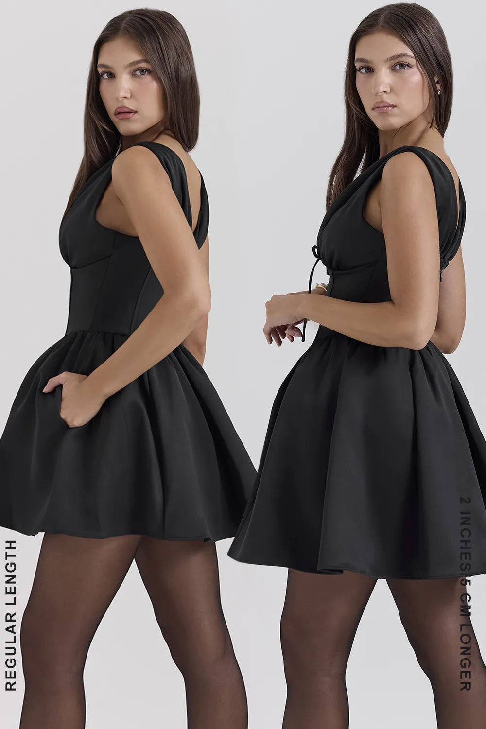 Emmeliette Black Satin Mini Dress