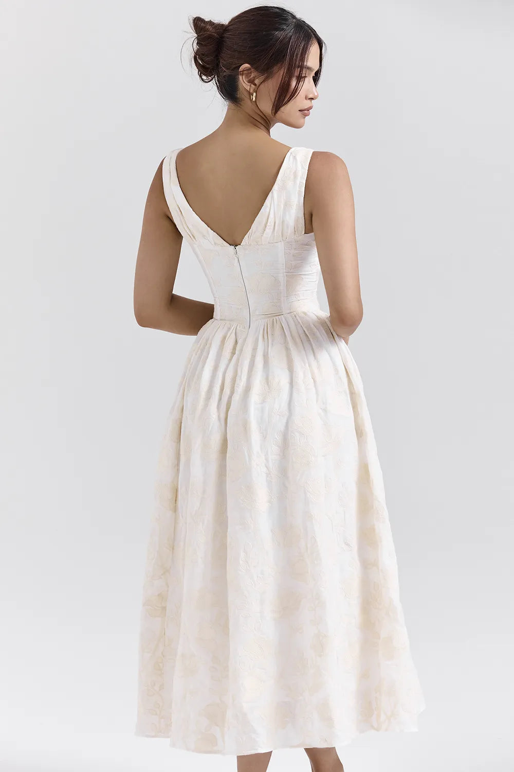 Emmelina Vintage Ivory Floral Embroidered Corset Sundress