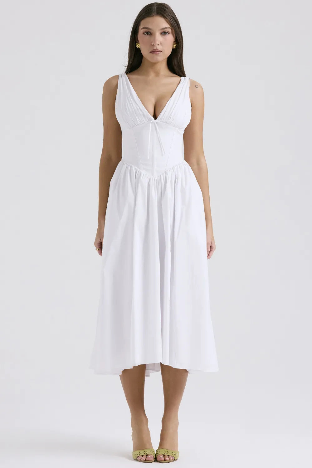 Emmelina White Cotton Corset Sundress