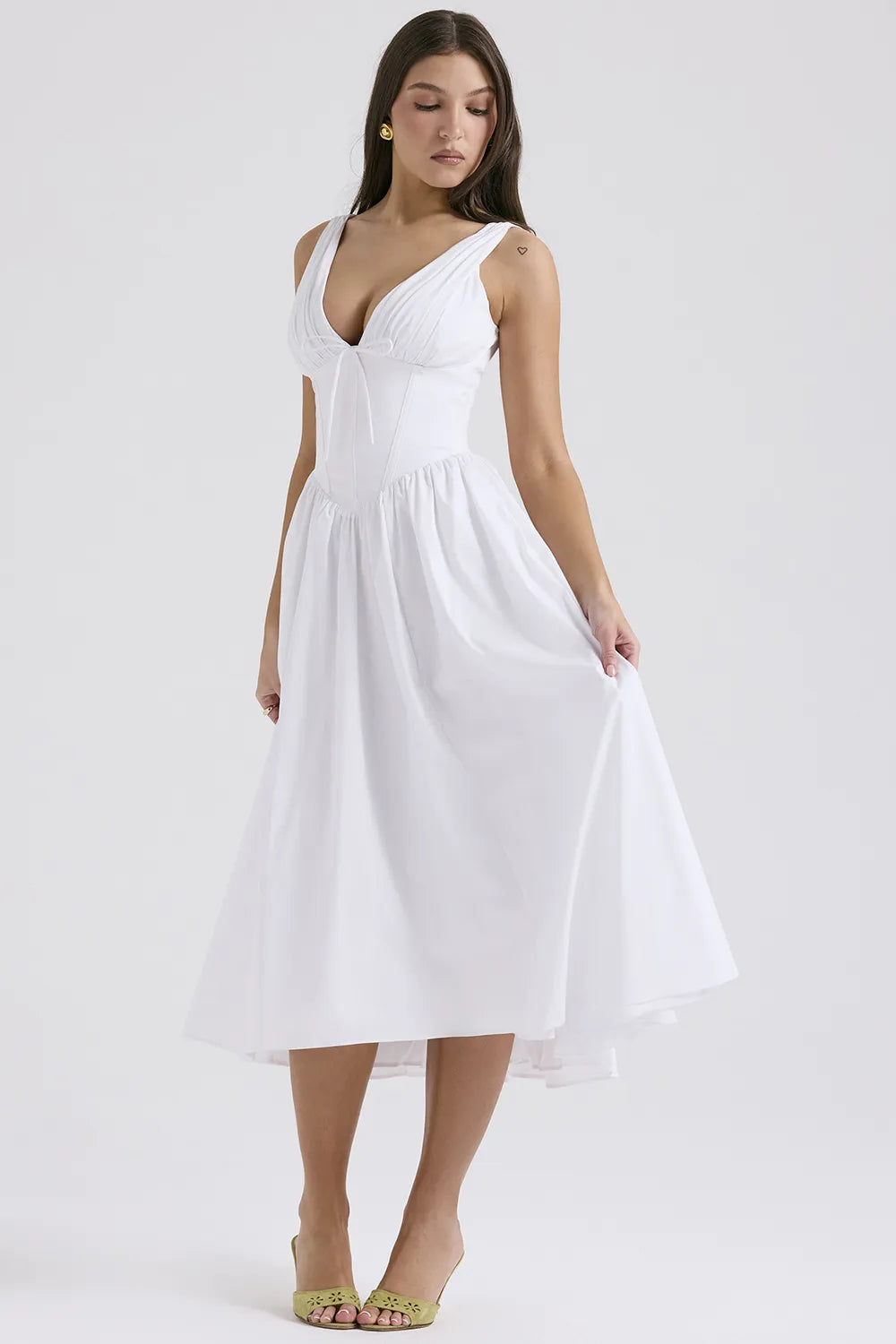 Emmelina White Cotton Corset Sundress