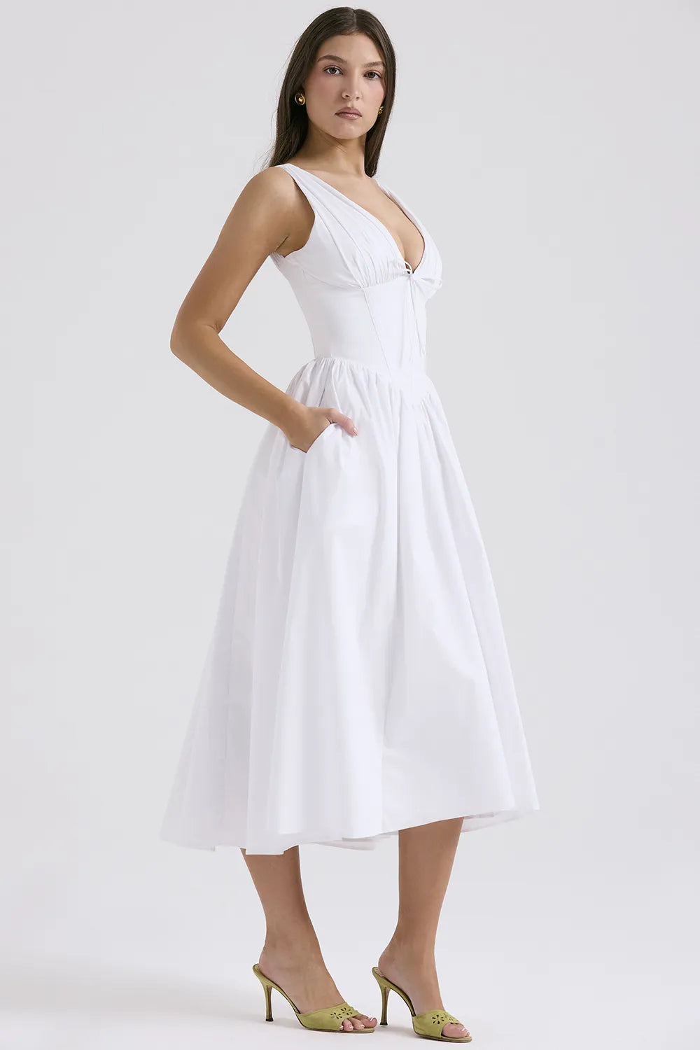 Emmelina White Cotton Corset Sundress