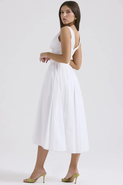 Emmelina White Cotton Corset Sundress