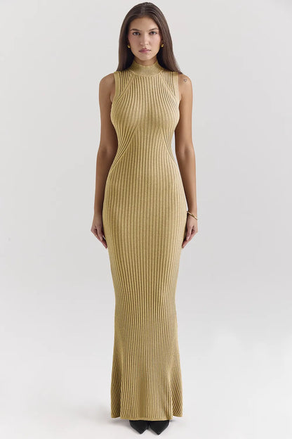 Emmie Gold Metallic Maxi Dress