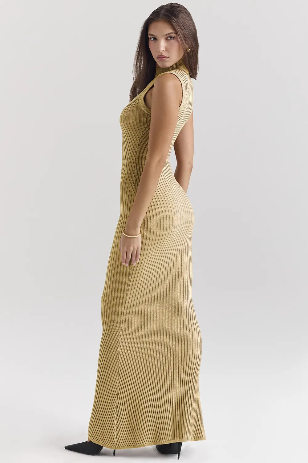 Emmie Gold Metallic Maxi Dress