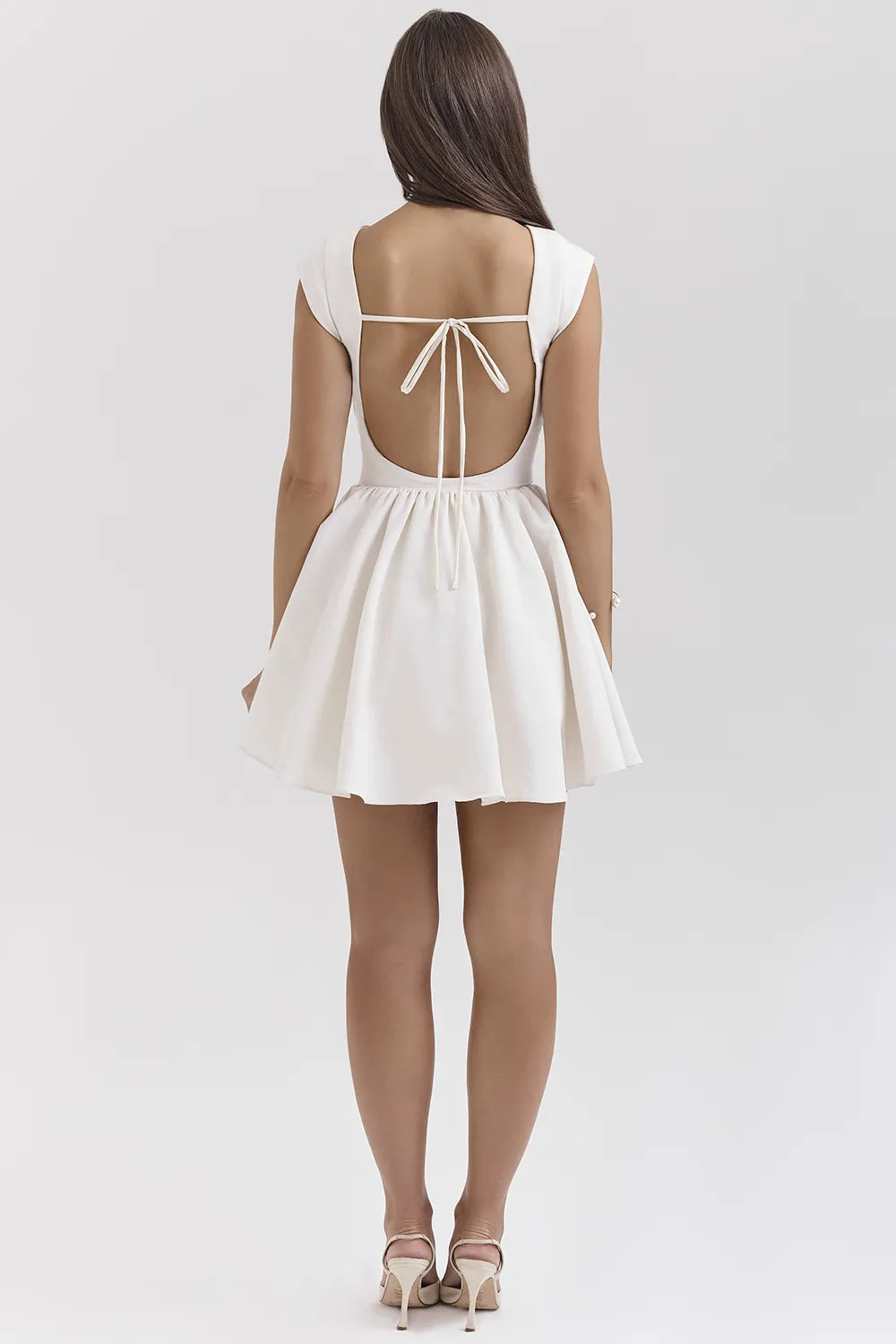 Enchant White Open Back Mini Dress