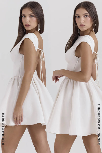 Enchant White Open Back Mini Dress