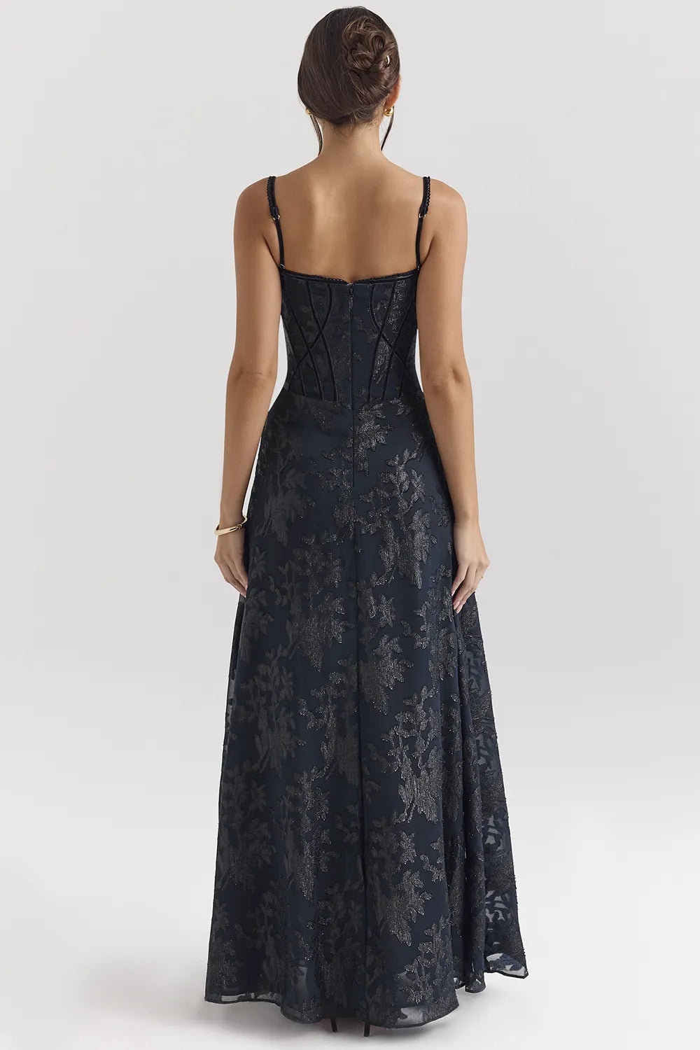 Esme Midnight Blue Lurex Chiffon Maxi Dress
