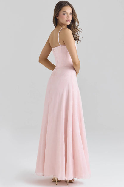 Esme Blush Pink Lurex Chiffon Maxi Dress