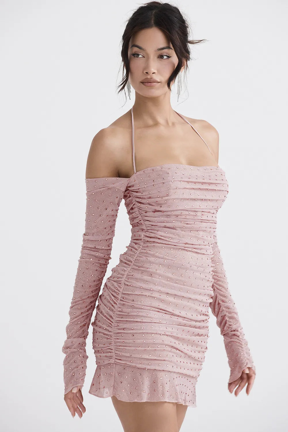Estella Soft Pink Crystallised Dress